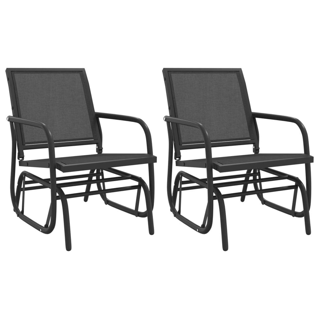 vidaXL Garten-Schaukelstühle 2 Stk. Schwarz 61x76x87cm Textilene Stahl