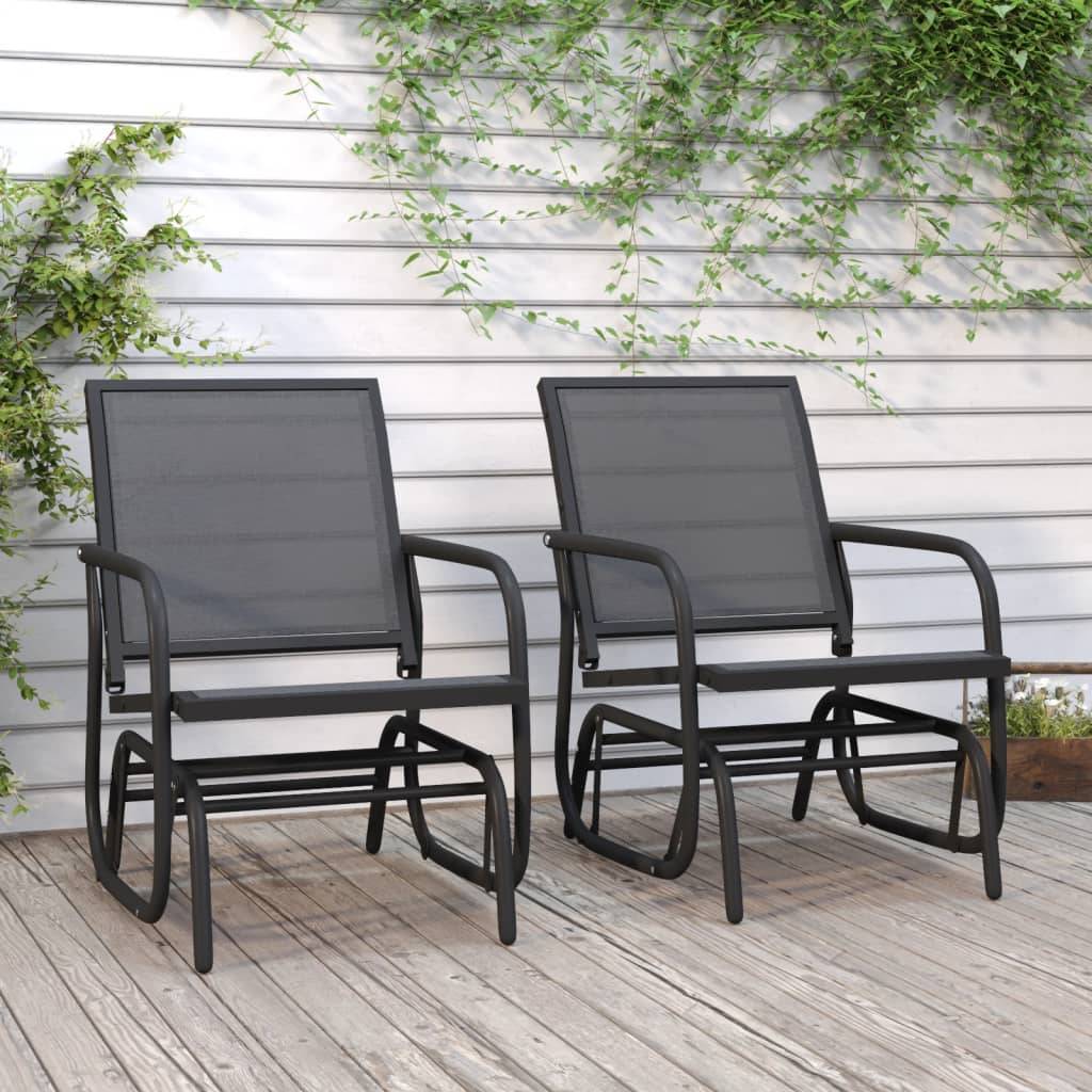 vidaXL Garten-Schaukelstühle 2 Stk. Schwarz 61x76x87cm Textilene Stahl