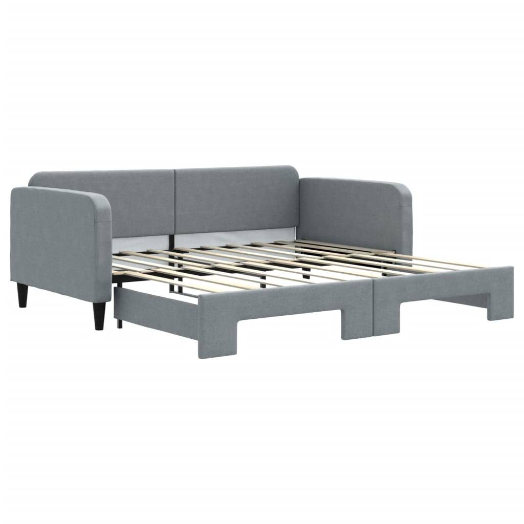 vidaXL Tagesbett Ausziehbar Hellgrau 100x190 cm Stoff
