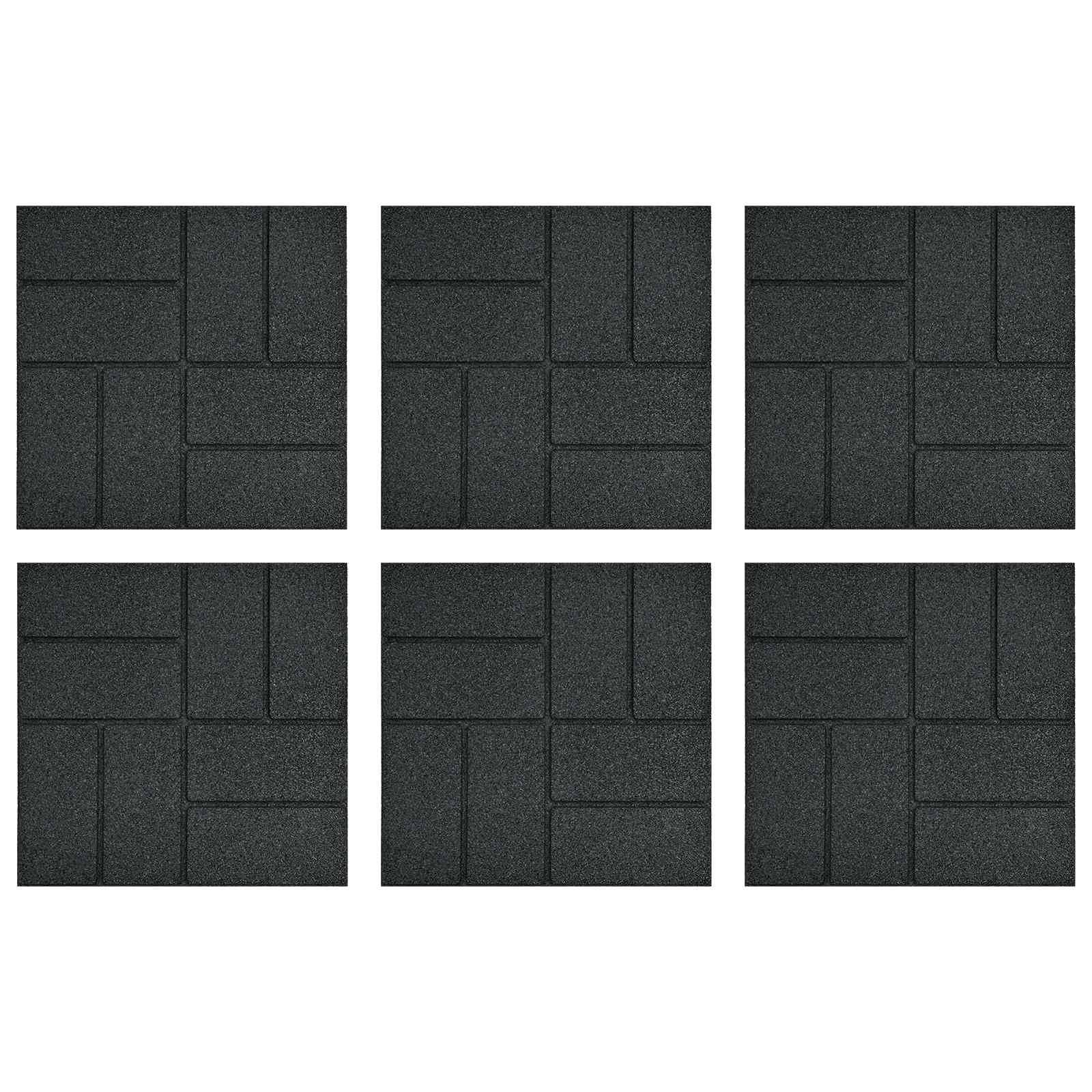vidaXL Gehwegstein 6 pcs Schwarz 40,5 x 40,5 x 2 cm Gummi