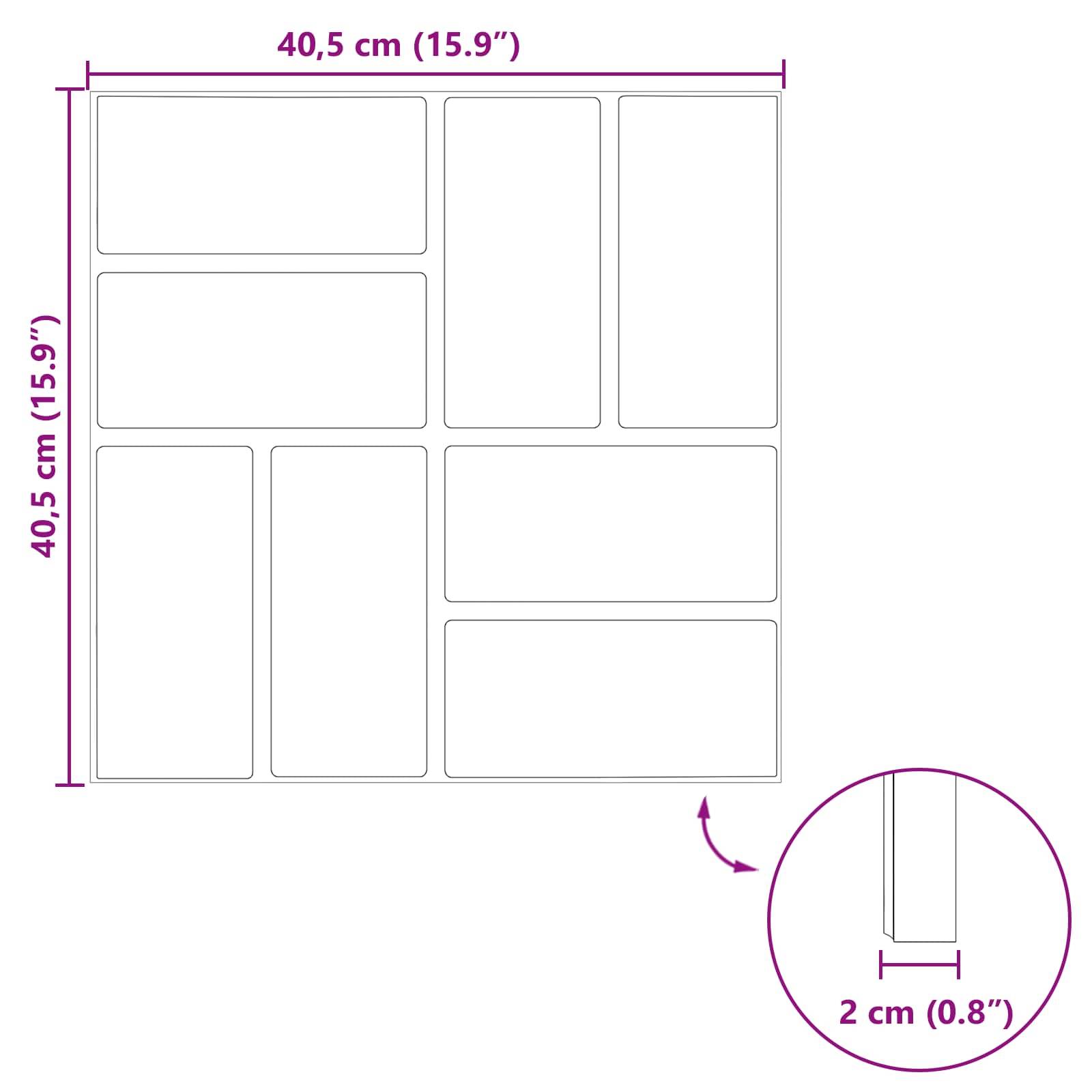 vidaXL Gehwegstein 6 pcs Schwarz 40,5 x 40,5 x 2 cm Gummi