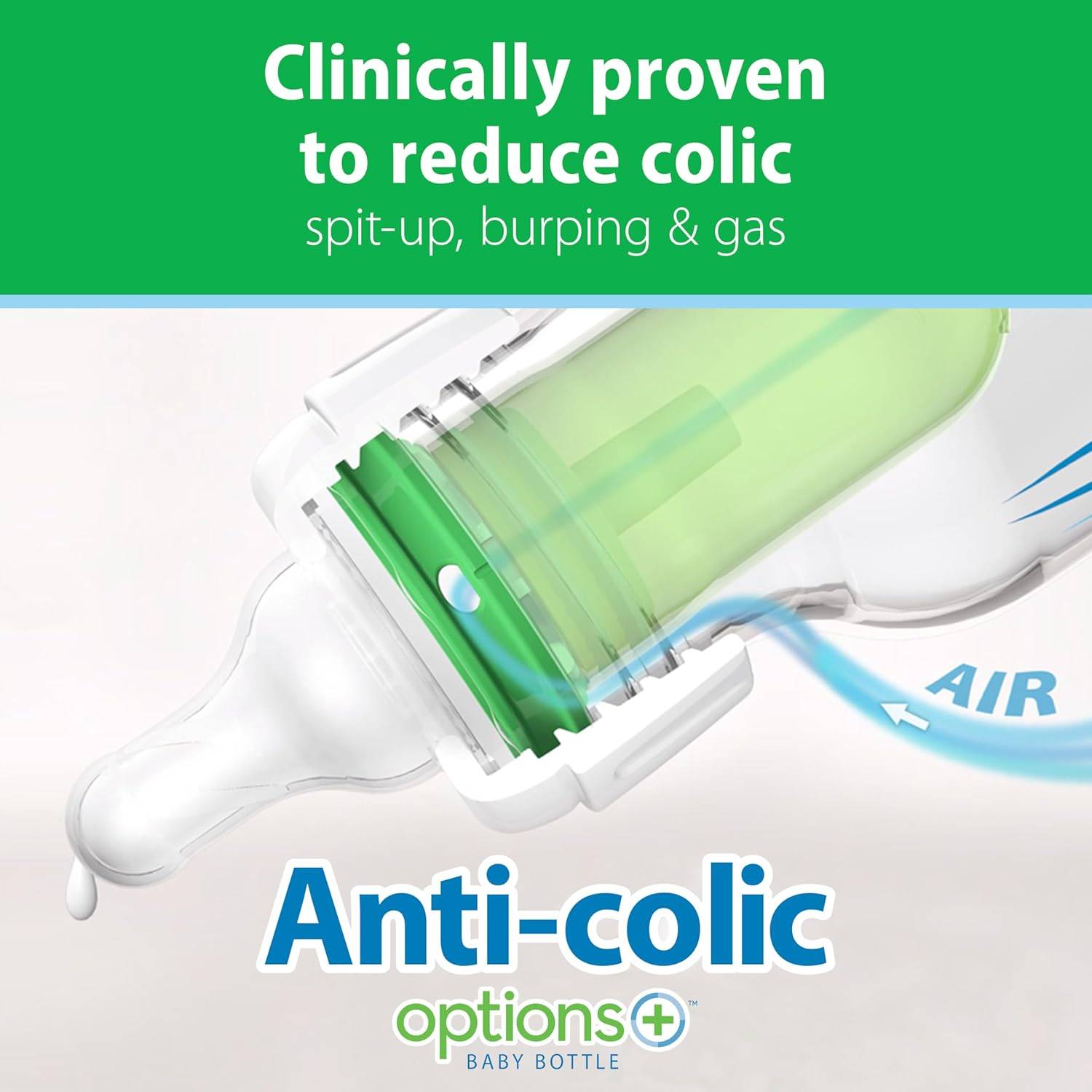 Dr. Brown's Anti-Colic Glas Babyflasche schmal 120 ml Trinksauger Stufe 1