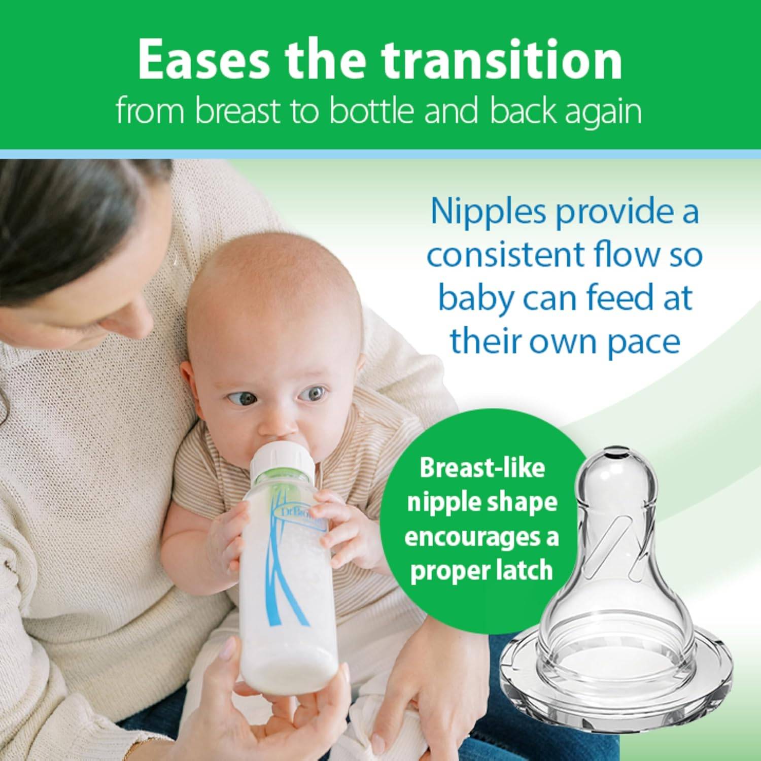 Dr. Brown's Anti-Colic Glas Babyflasche schmal 120 ml Trinksauger Stufe 1