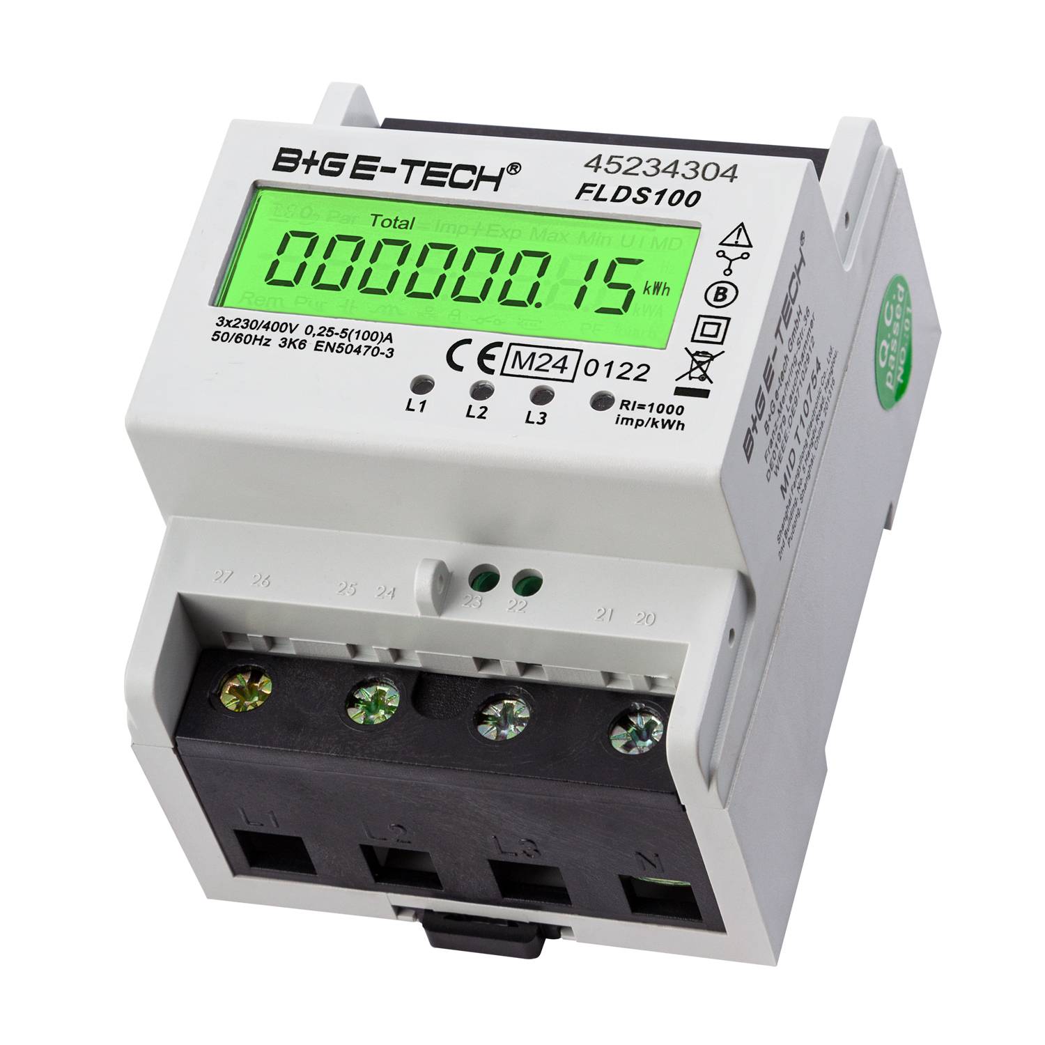 B+G E-Tech FLDS100 Drehstromzähler Hutschiene 400V 100A MID 2026 digital Stromzähler