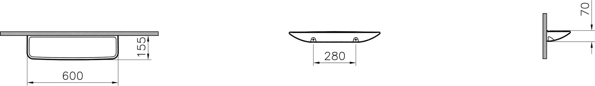 Vitra O100 Ablage 600mm weiß