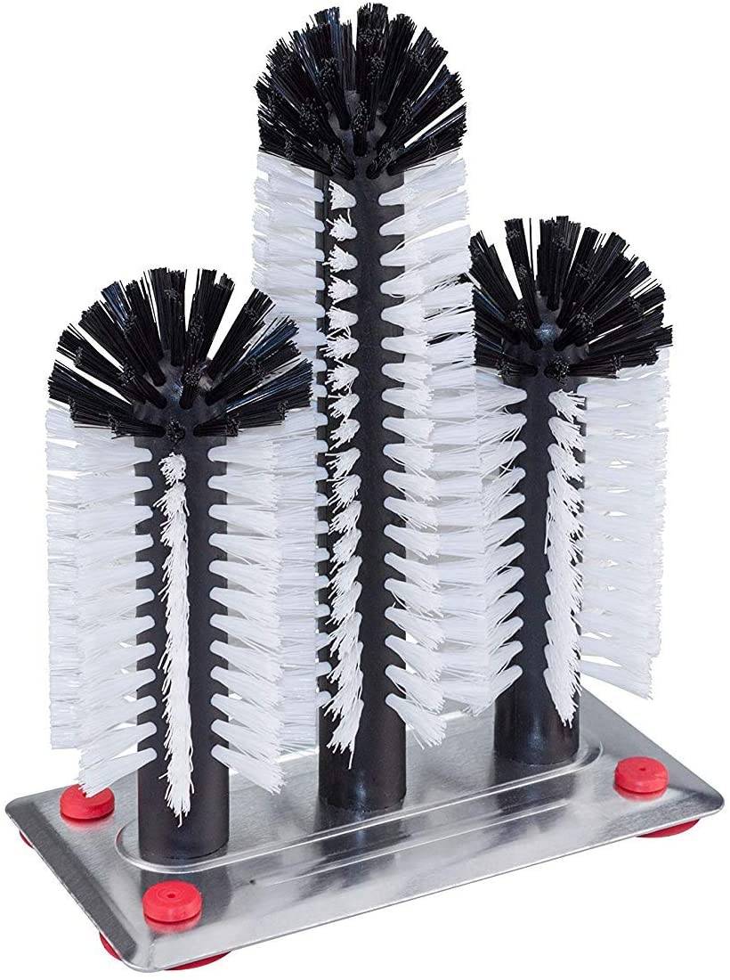 Neustanlo Profi Gläserspülbürste mit 3 Säulen (18/24/18 cm) - mit großer Aluminium-Saugplatte - Gläserbürste - Spülbürste für Gläser