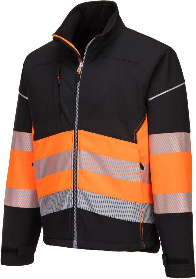 Warnschutz-Softshelljacke PW375 Klasse 1 PW375BKOL Größe L Farbe schwarz / warnorange