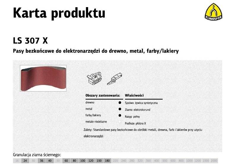 KLINGSPOR ELEKTRONISCHE WERKZEUGRIEMEN LS307X 75mm x 457mm gr.120 /10Stk.