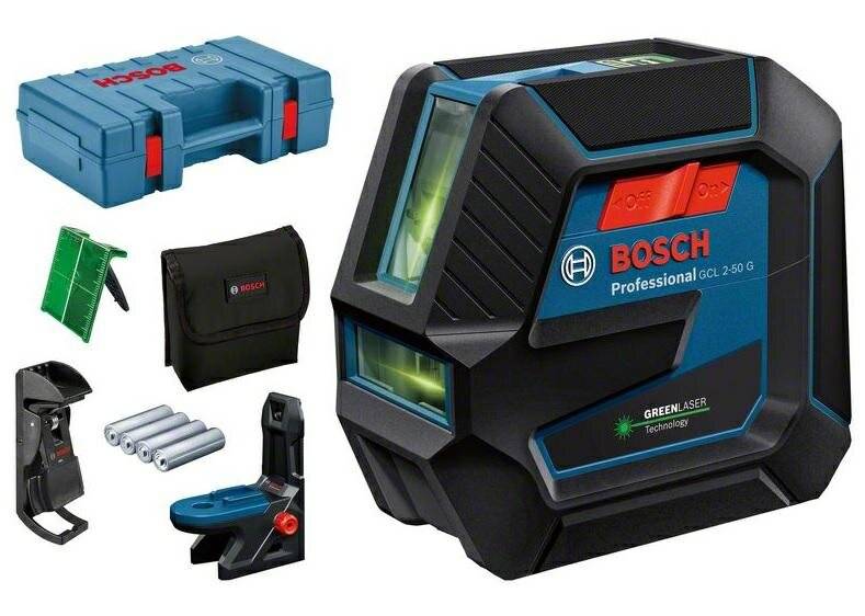 Kombilaser GCL 2-50 G Professional, mit Deckenklemme (blau/schwarz, grüne Laserlinien, mit Halterung RM10 Professional)