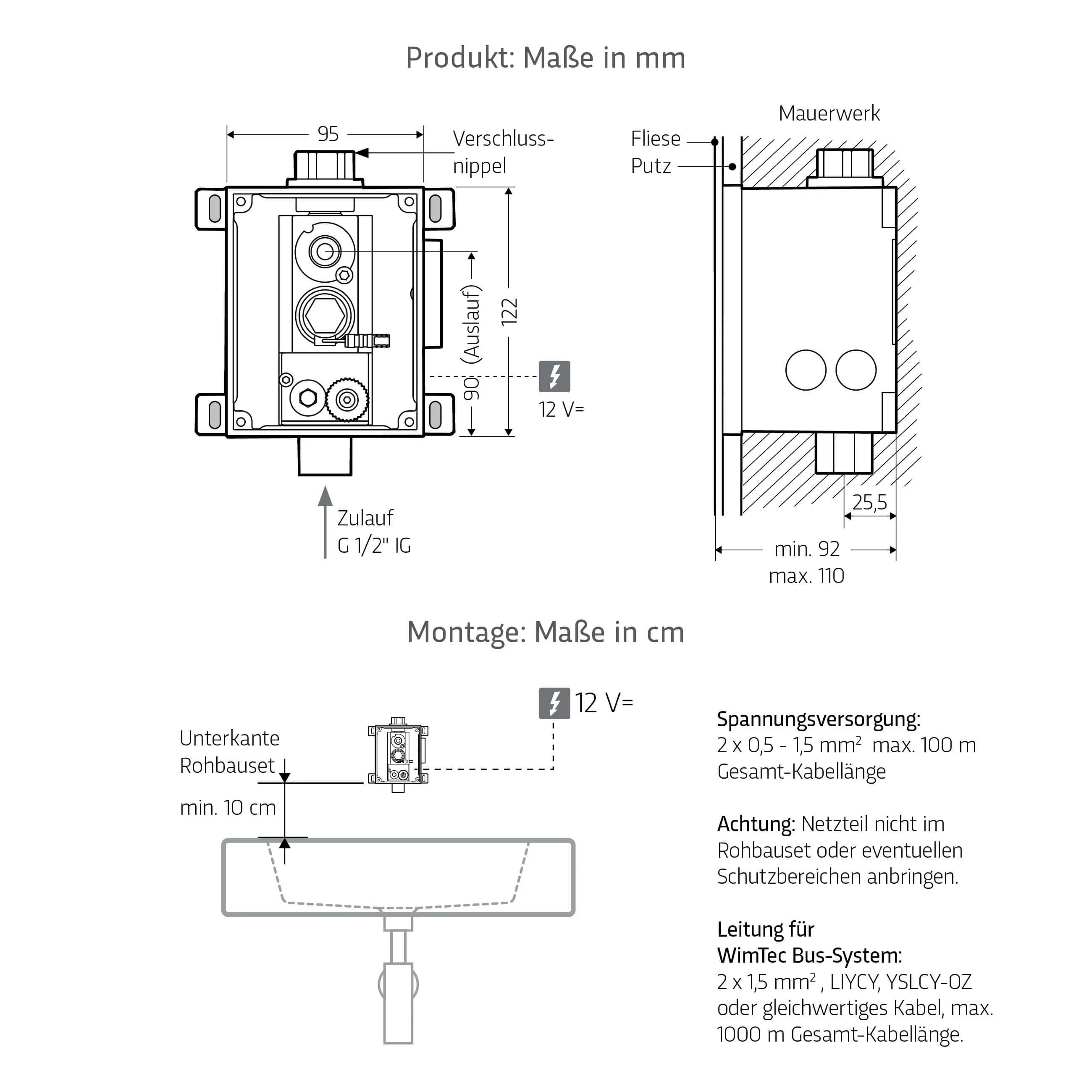 WimTec Rohbauset Typ 121803 W5 Unterputz Einheit für Sanitärinstallationen, 1 Stk.