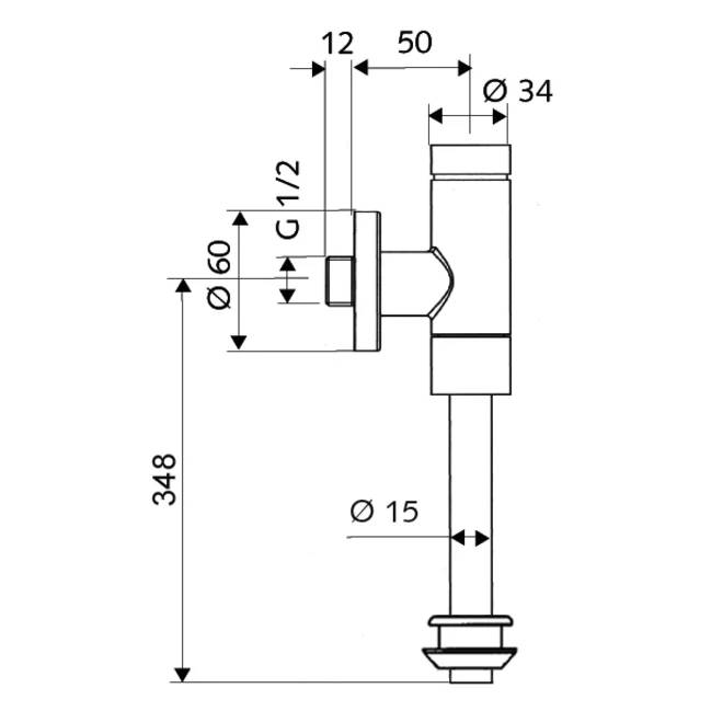 Schell Urinal-Spülarmatur SCHELLOMAT BASIC mit Spülrohr gekröpft 40mm, 1 Stk.