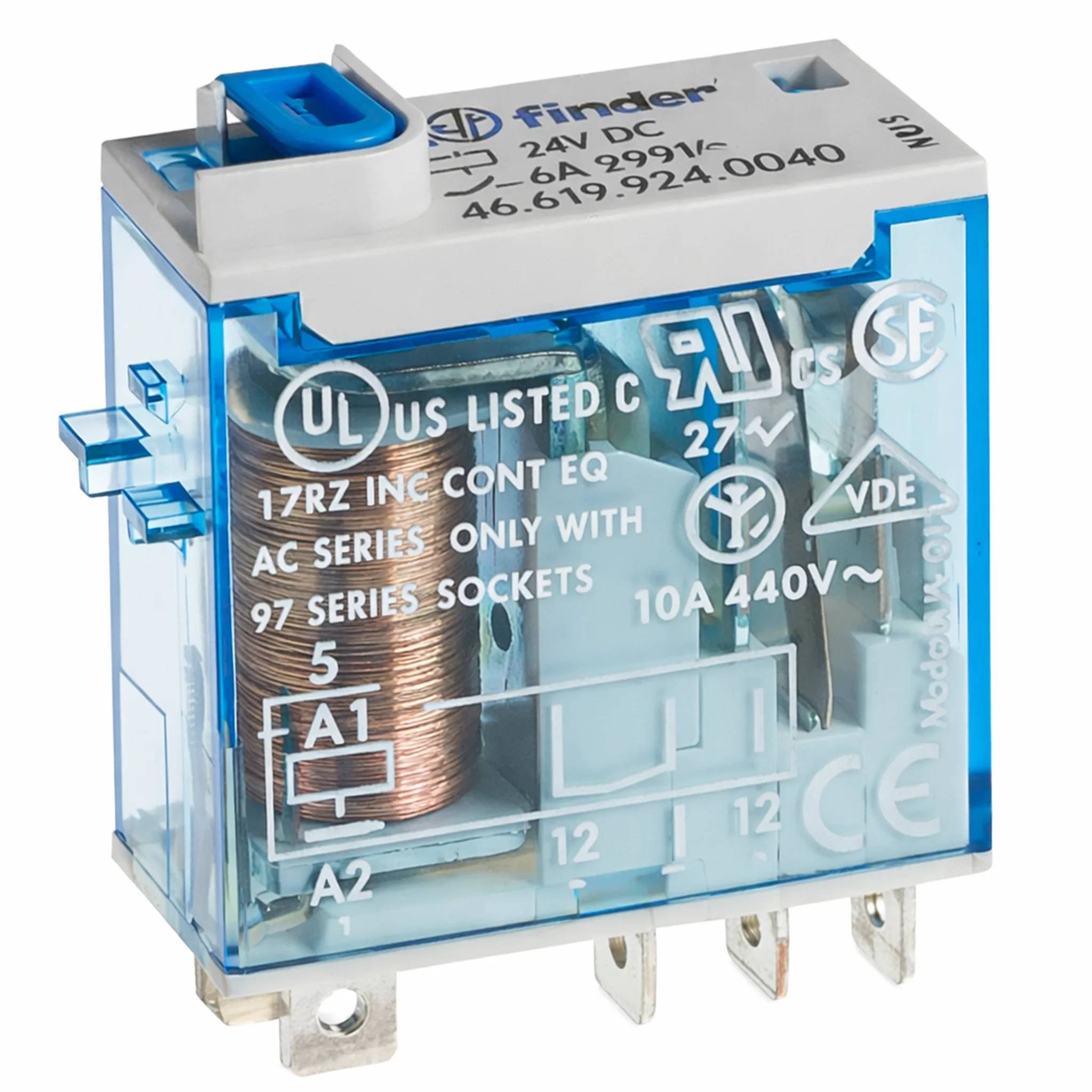 Finder Miniatur‑Steckrelais 24 V DC, 1 Wechsler, 10 A – Finder 27.01, 1 Stk.