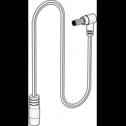Illustration eines flexiblen U-förmigen Schlauchs mit einem Anschluss an einem Ende und einer zylindrischen Armatur am anderen Ende.