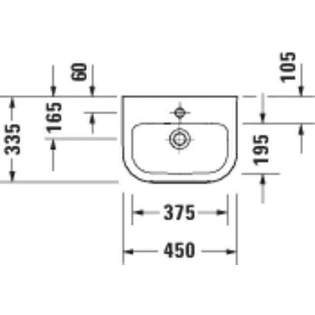 Duravit D-Code 2.0 HWB 450mm, 1. HL, m. ÜL, Weiß, 1 Stk.