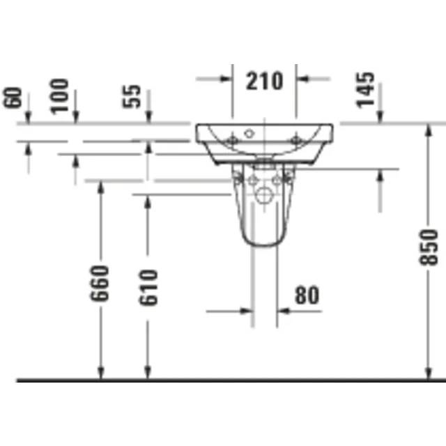 Duravit D-Code 2.0 HWB 450mm, 1. HL, m. ÜL, Weiß, 1 Stk.