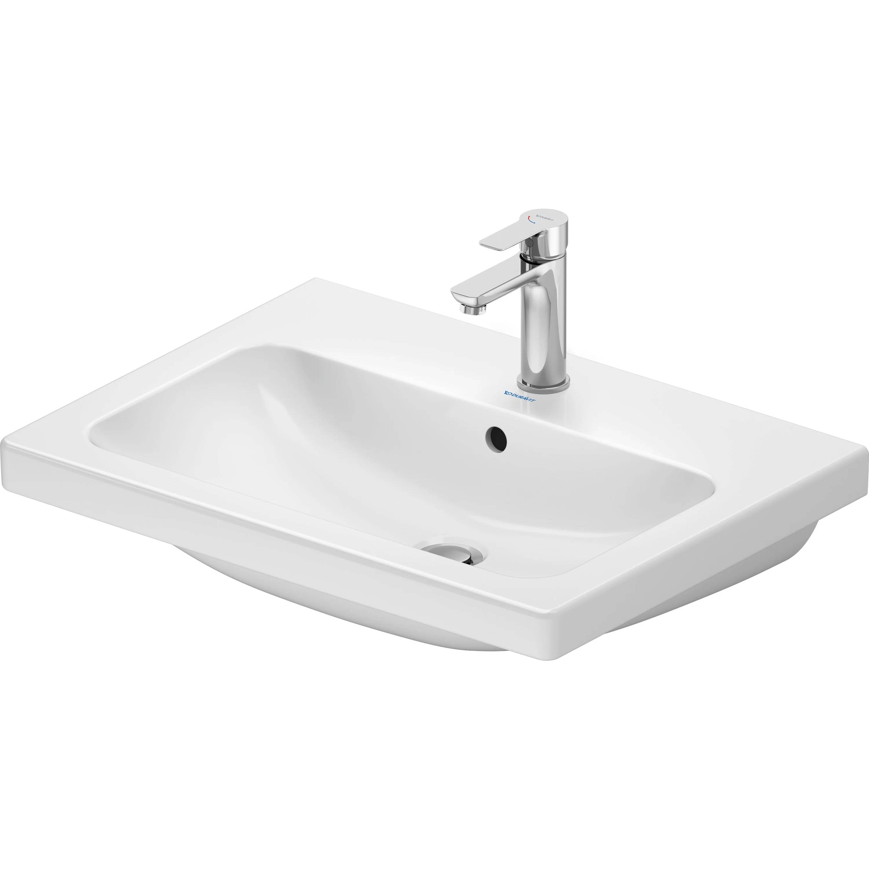 Duravit DU D-Code 2.0 Waschtisch, 650x480 mm, mit 1 Hahnloch, mit Überlauf, weiß, 1 Stk.