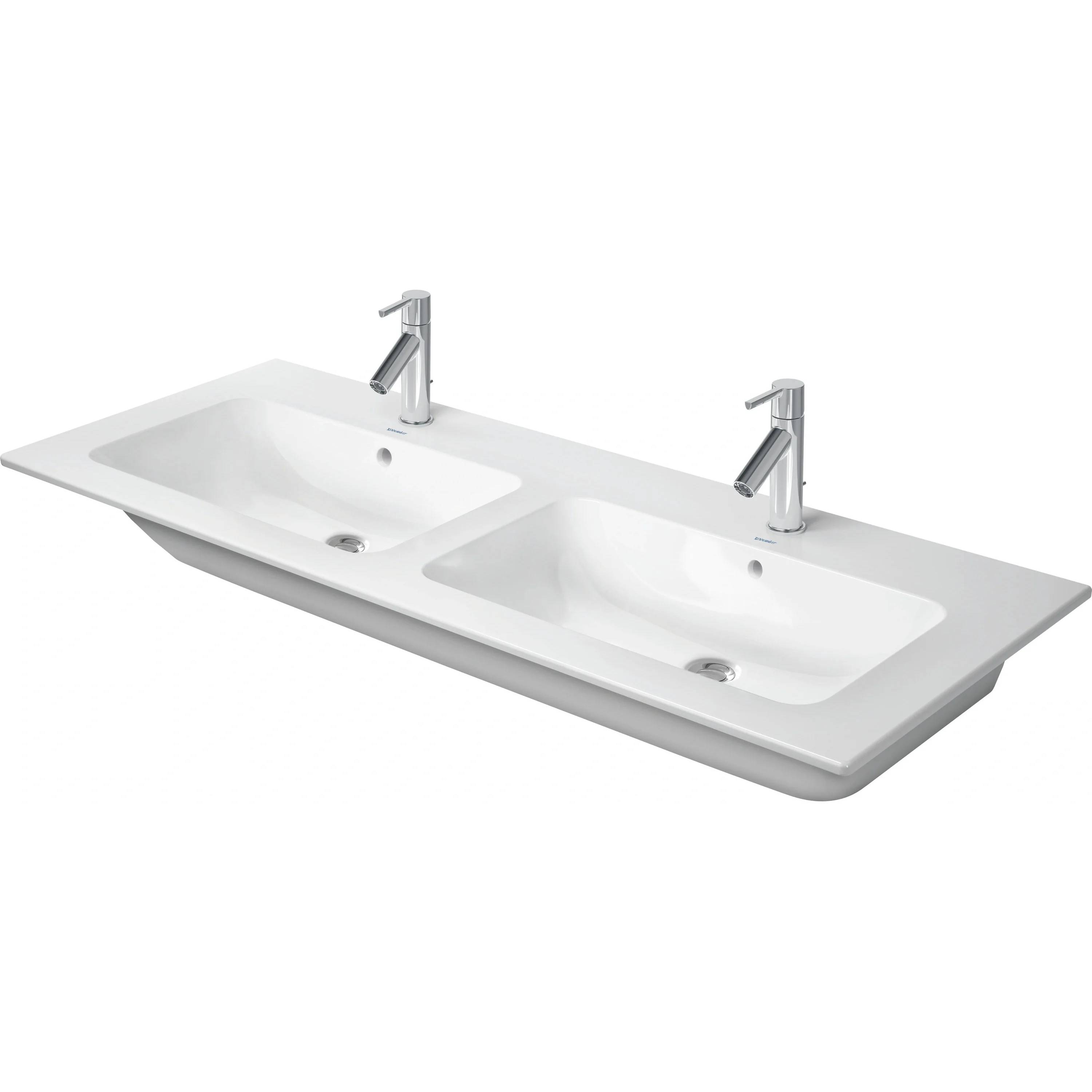 Duravit DU Doppel-WT, Möbel-DWT ME by Starck, 1300mm, m. ÜL, 1 HL je Becken, weiß, DS, 1 Stk.