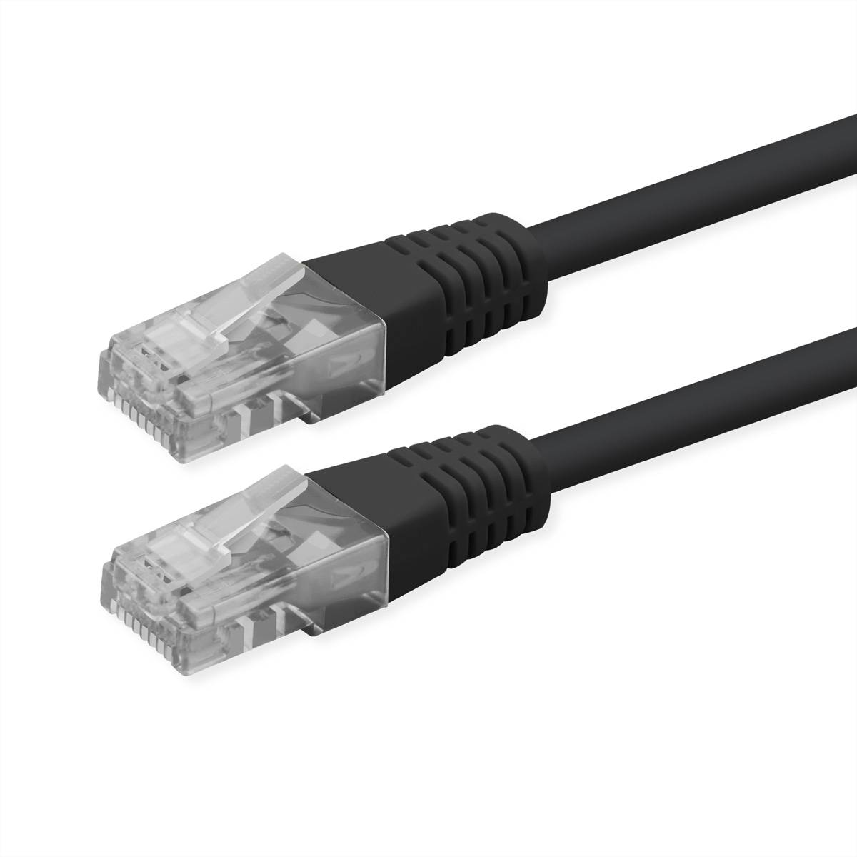 ROLINE Patchkabel Cat.6 (Class E), UTP, PoE, schwarz, 0,5 m
