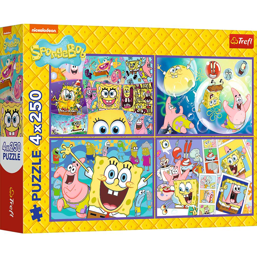Trefl, Verrückte Welt von Spongebob, 4x250 Teile Puzzle