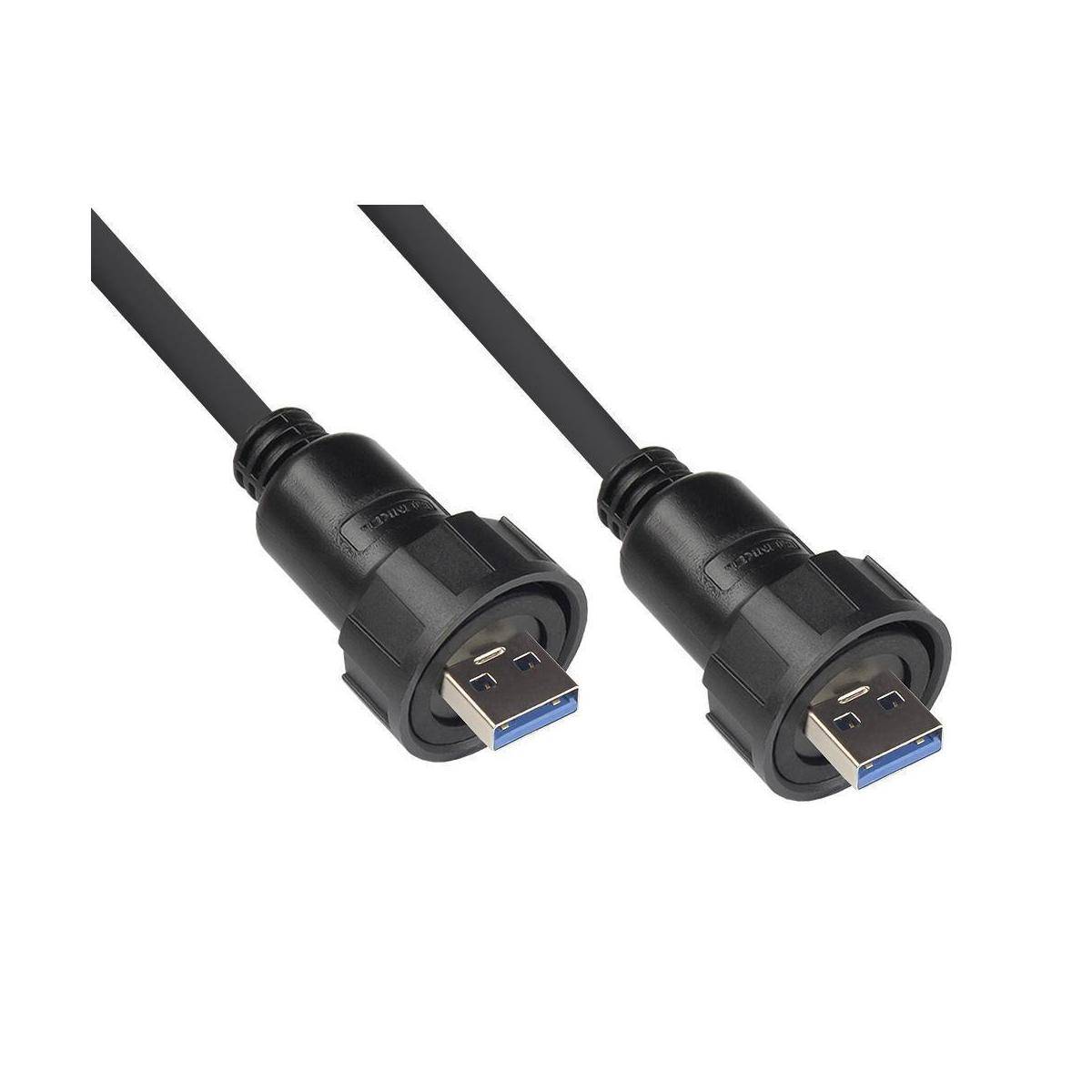 Industrie-Steckverbinder S4 - USB 3.0 Kabel, Stecker A mit Verschraubung beidseitig