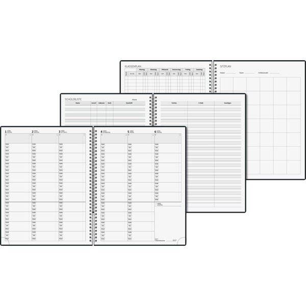 Lehrerkalender 1 Woche/2 Seiten 2026/2027 ca. A4 23x29,7cm Baladek schwarz