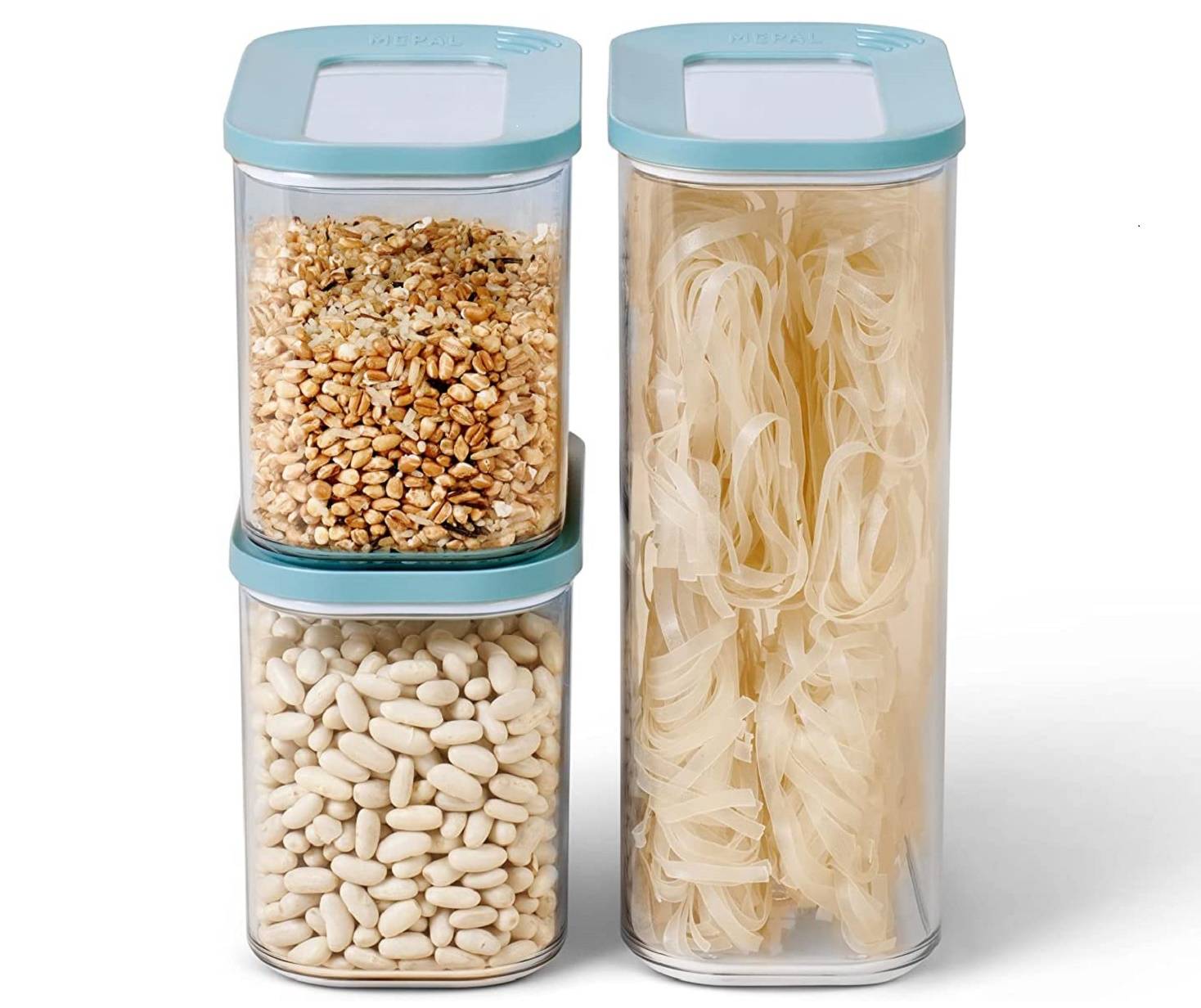 Mepal | Vorratsbehälter Modula 3-teiliges Set | Aufbewahrungsboxen mit Deckel | Küchenorganizer & Vorratsboxen | Stapelbar & Luftdicht | 1x 2000 ml
