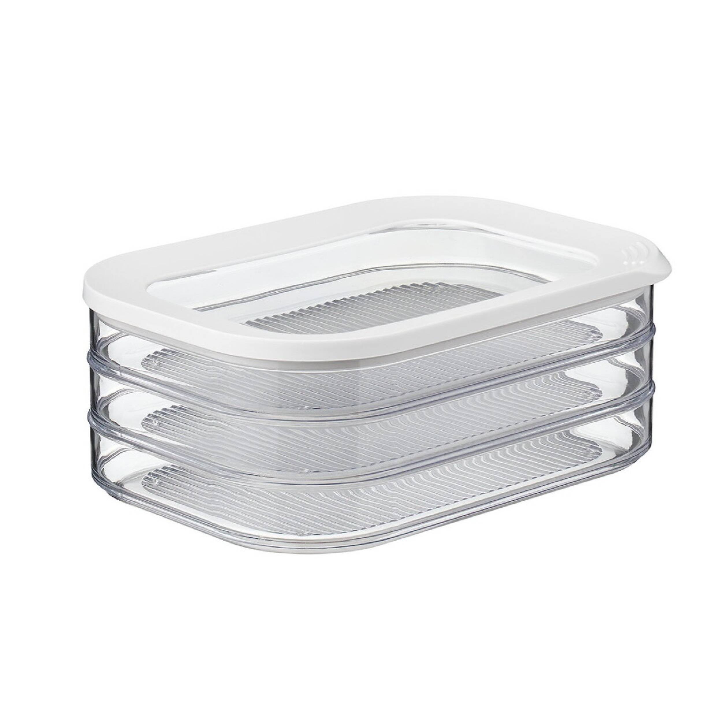 Mepal | Modula Set – Kühlschrankdosen | 550 ml | durchsichtig mit weißem Deckel | perfekt für Aufschnitt | stapelbar | spülmaschinengeeignet