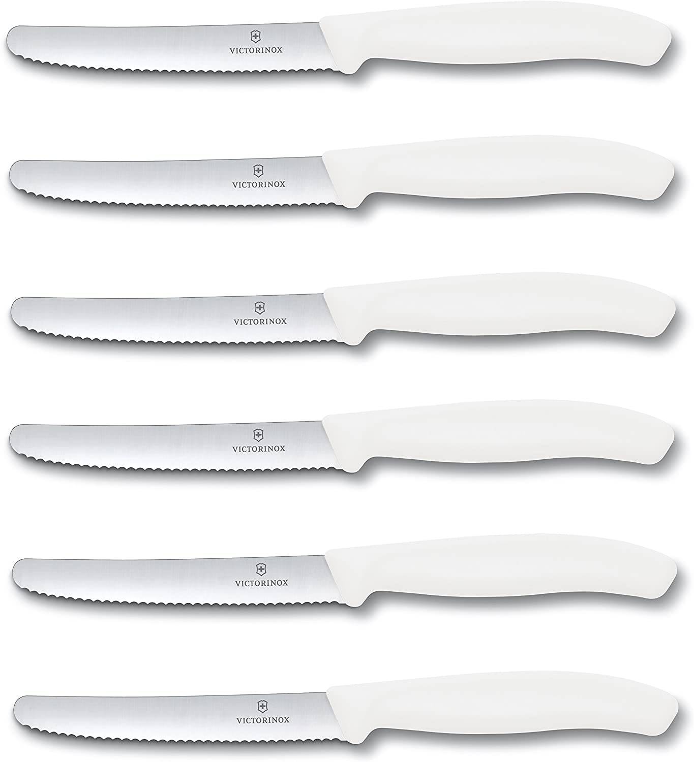 Victorinox | Tafelmesser Set | Swiss Classic Weiß | 6-teilig | optimaler Wellenschliff | spülmaschinengeeignet | ergonomische Griffe | langlebige Kl