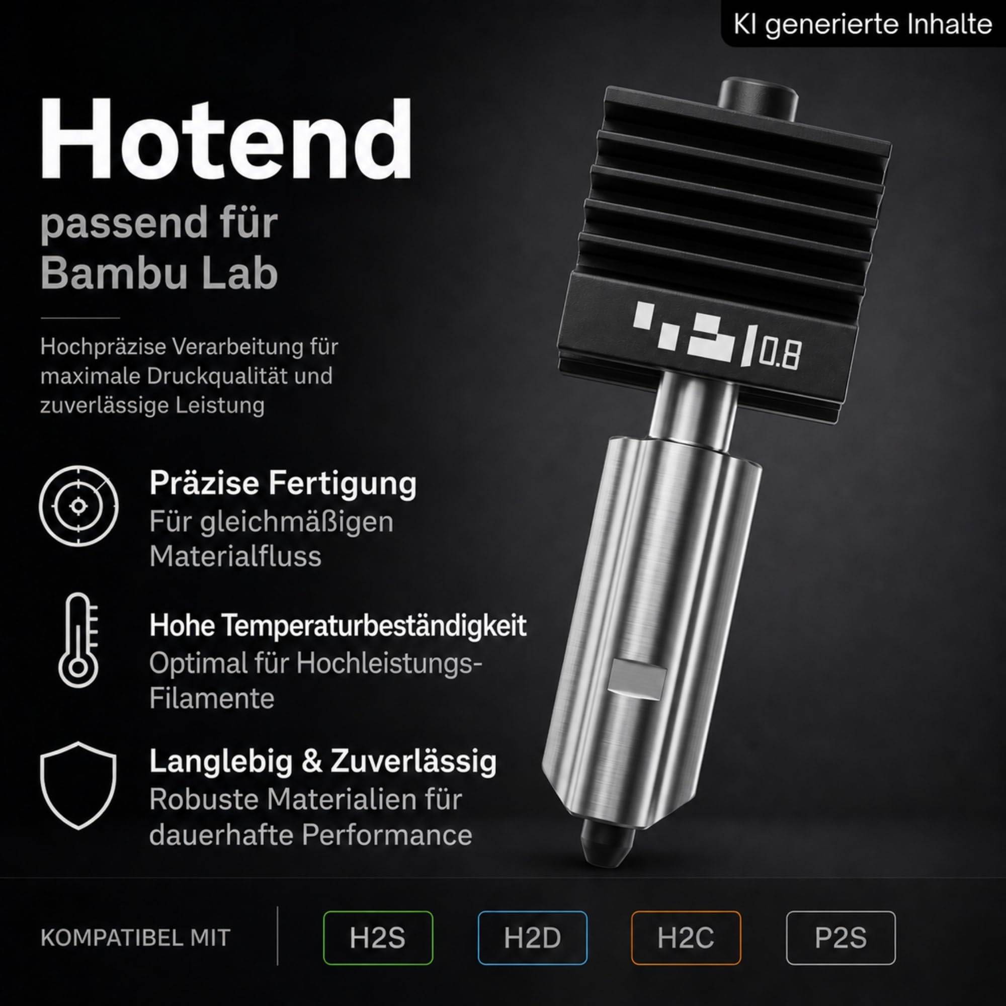 P2S H2S H2D mit 0,8mm Düse passend für Bambu Lab 3D Drucker Nozzle