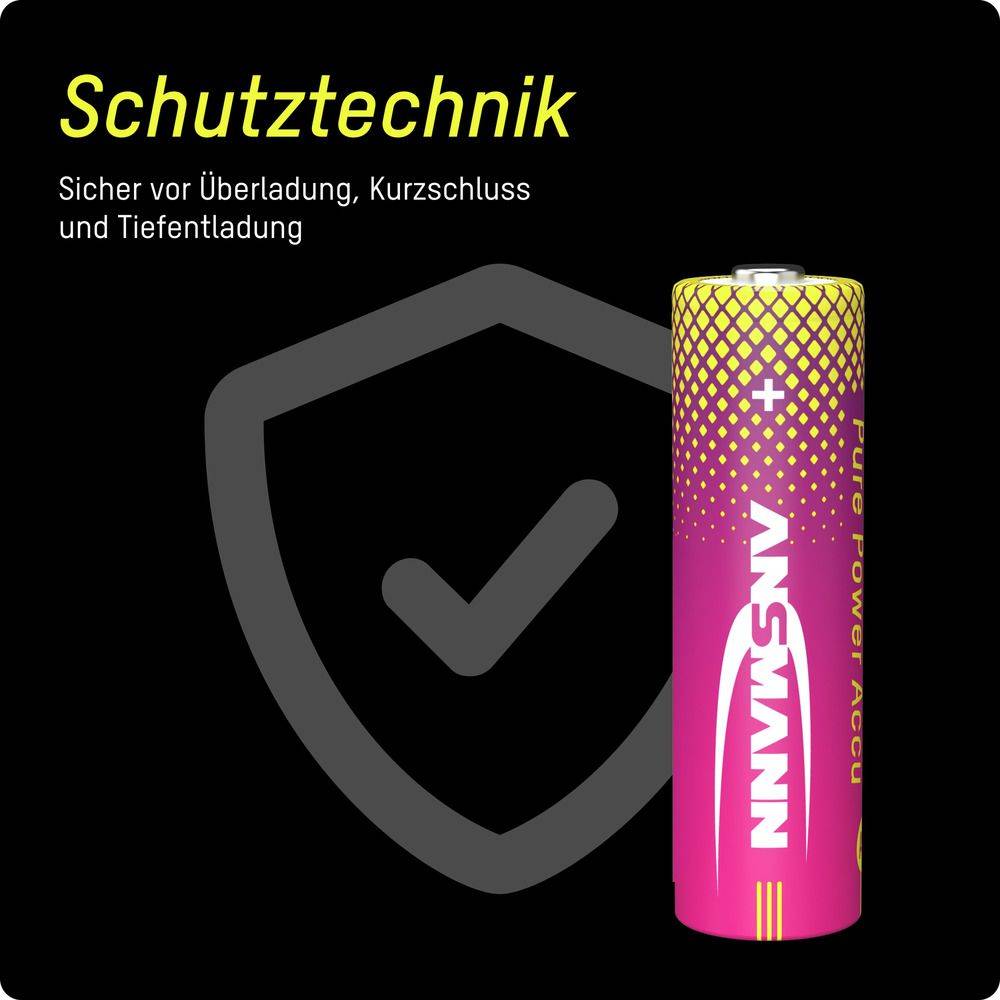 ANSMANN Li-Lon Akkus, Mignon AA, Typ 3500 (min. 3250 mAh), 4 Stück