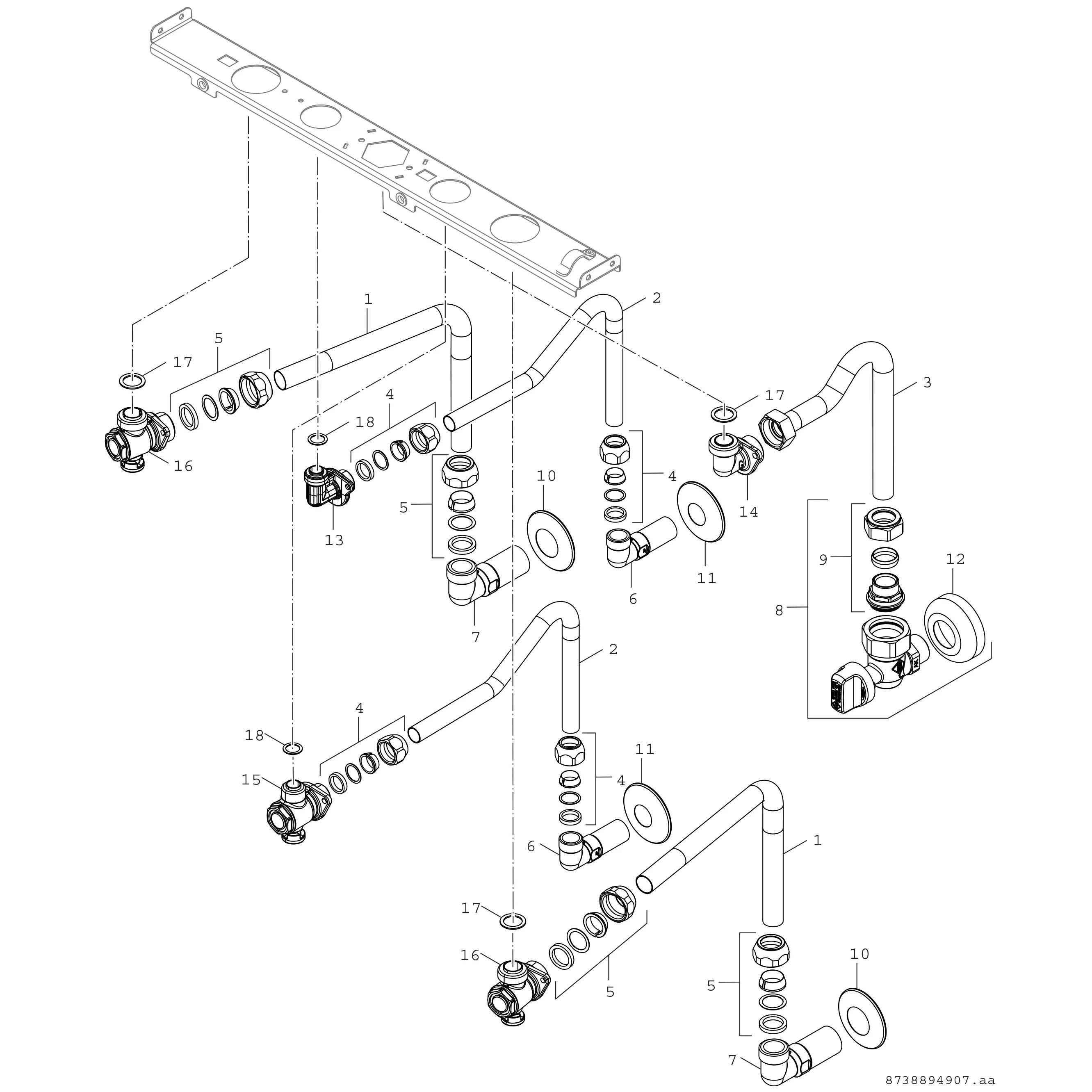 Bosch Installationszubehör, HW-Set-BCR-1, Anschlusssatz für Unterputz-Installation, 1 Stk.