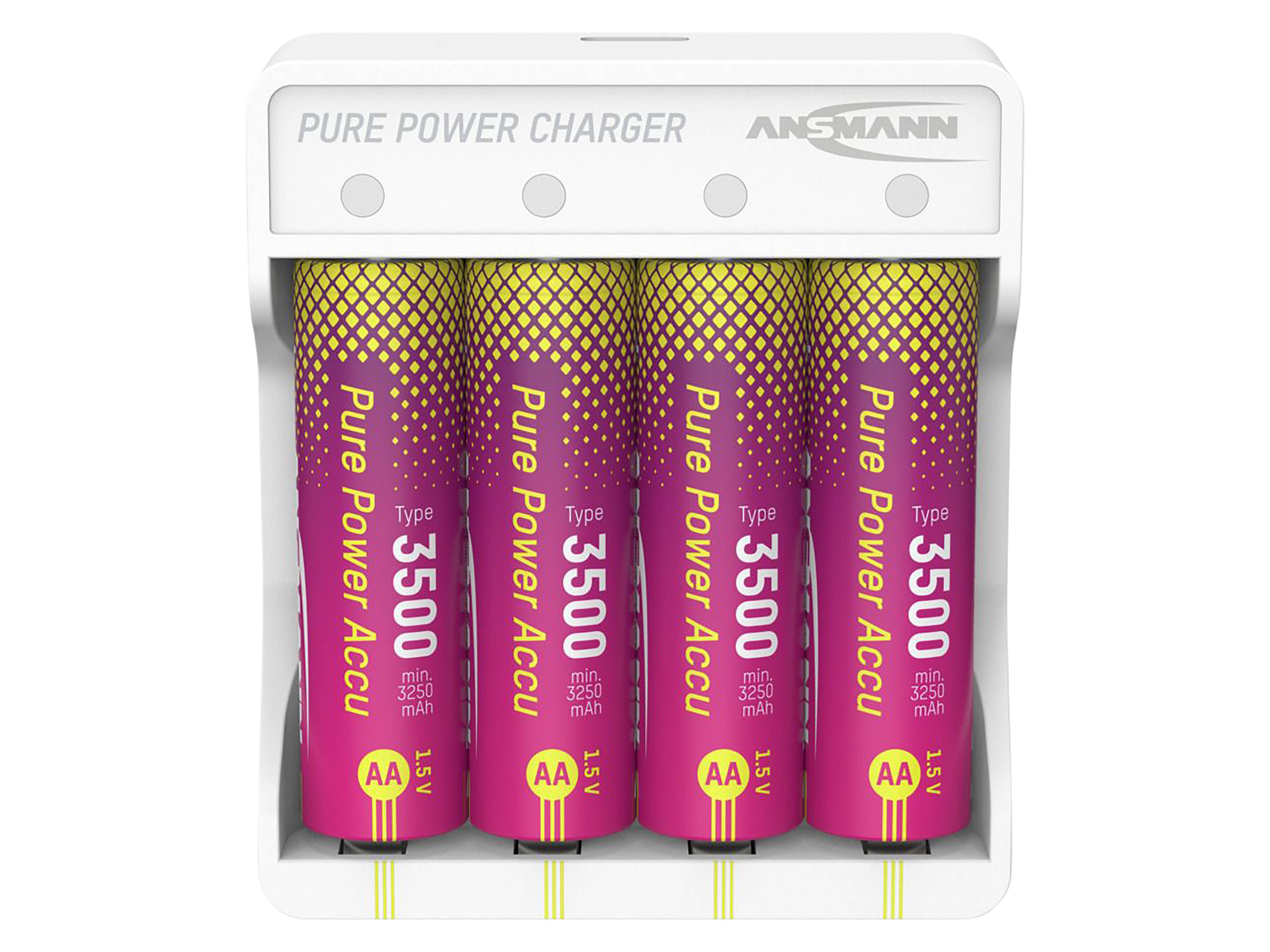 ANSMANN Lademodul Pure Power Set, 4× Mignon AA Akkus Typ 3500