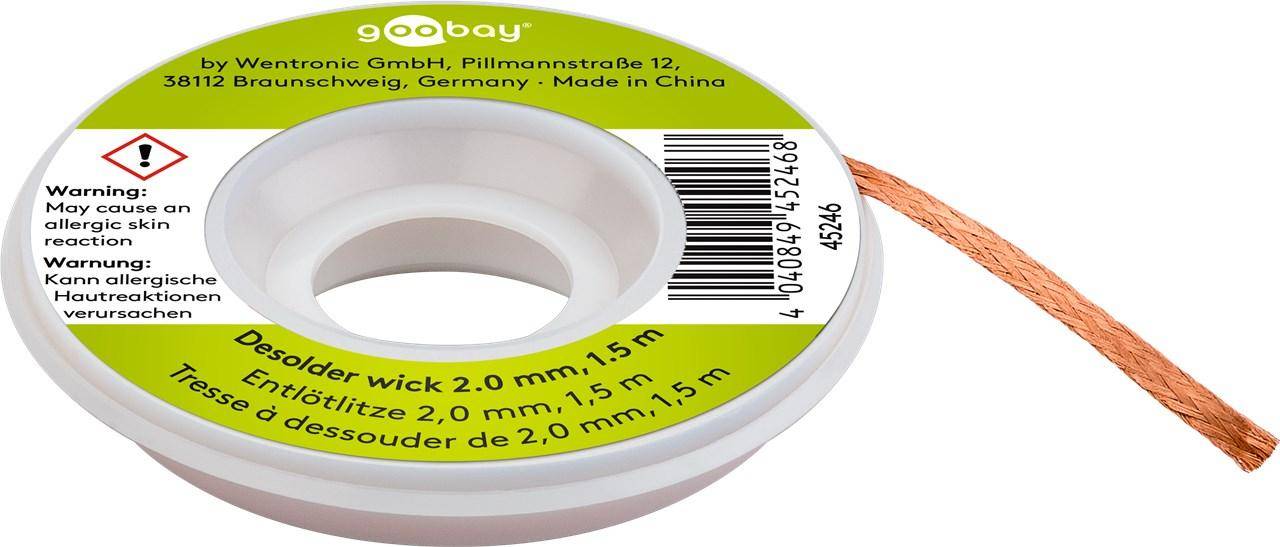 Entlötlitze, Breite 2,0mm, Länge 1,50m