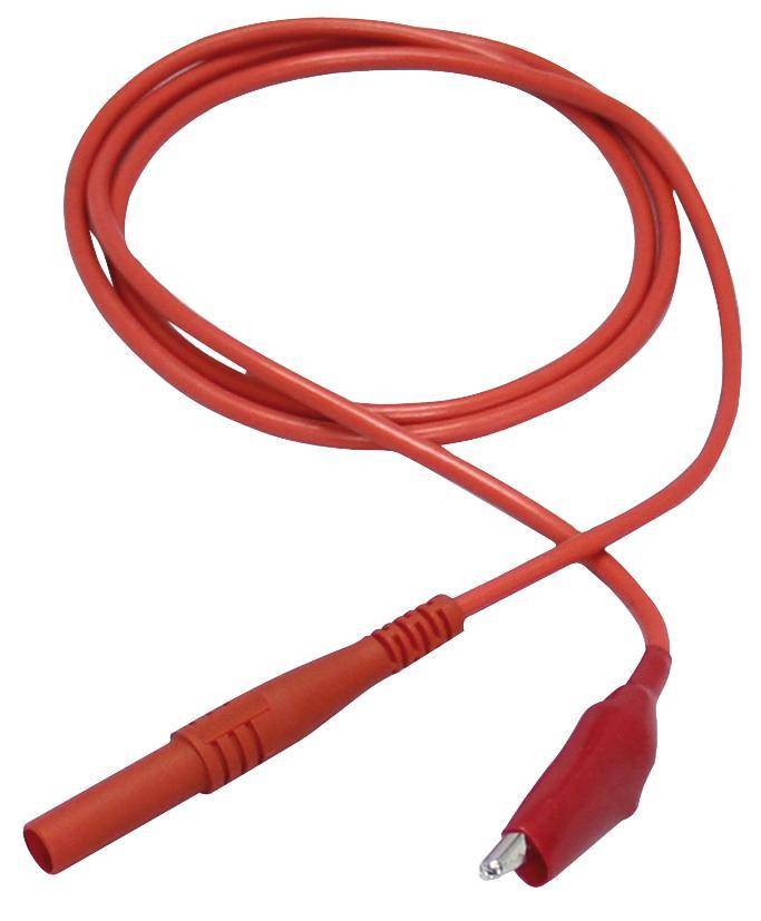 Messleitung, 4mm Sicherheitsstecker - Krokodilklemme, 100cm, rot