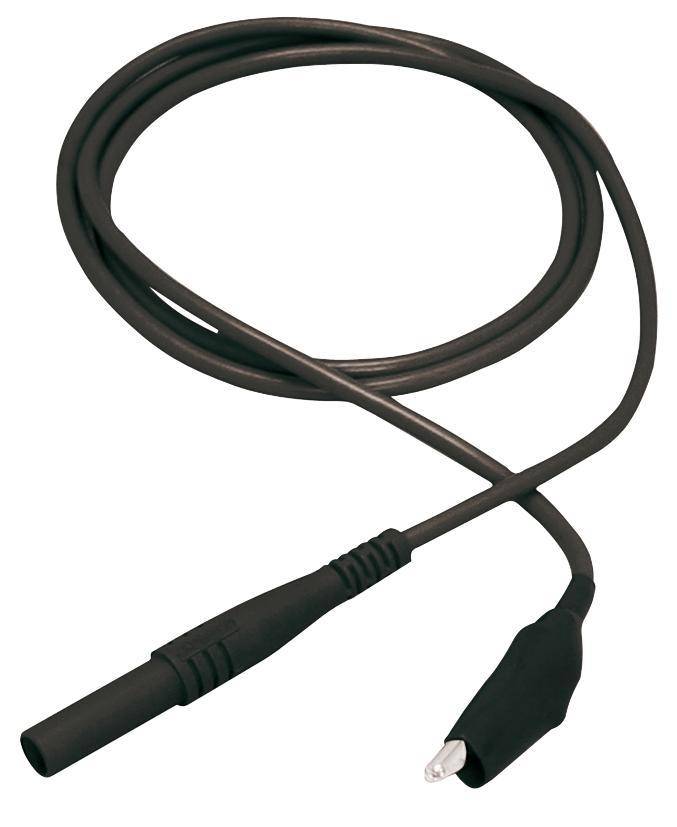 Messleitung, 4mm Sicherheitsstecker - Krokodilklemme, 100cm, schwarz