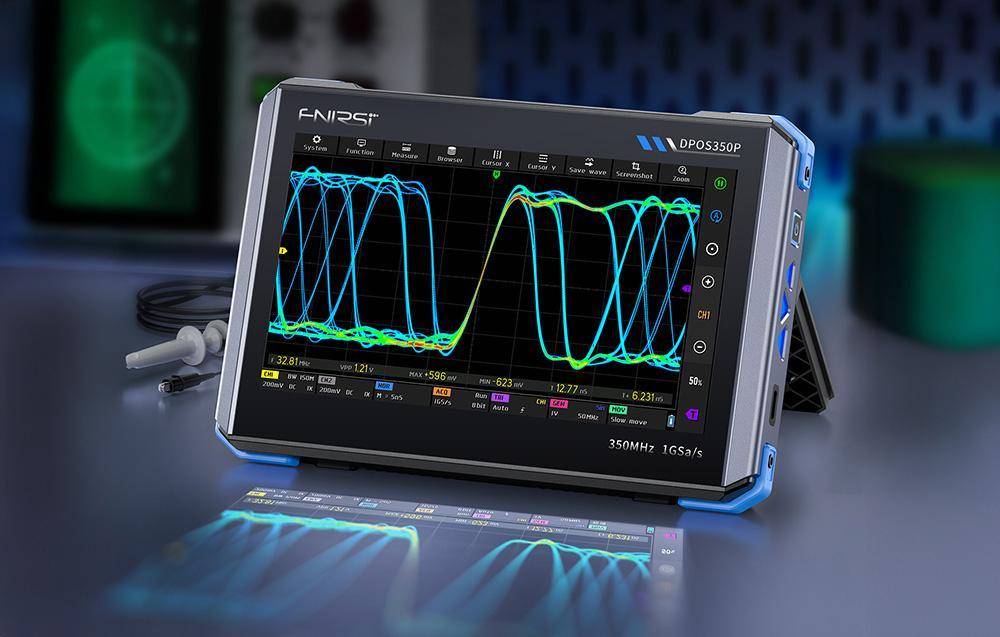 FNIRSI DPOS350P 4-in-1 Oszilloskop mit Signalgenerator, 7" Touchscreen, 2 Kanäle, 350MHz