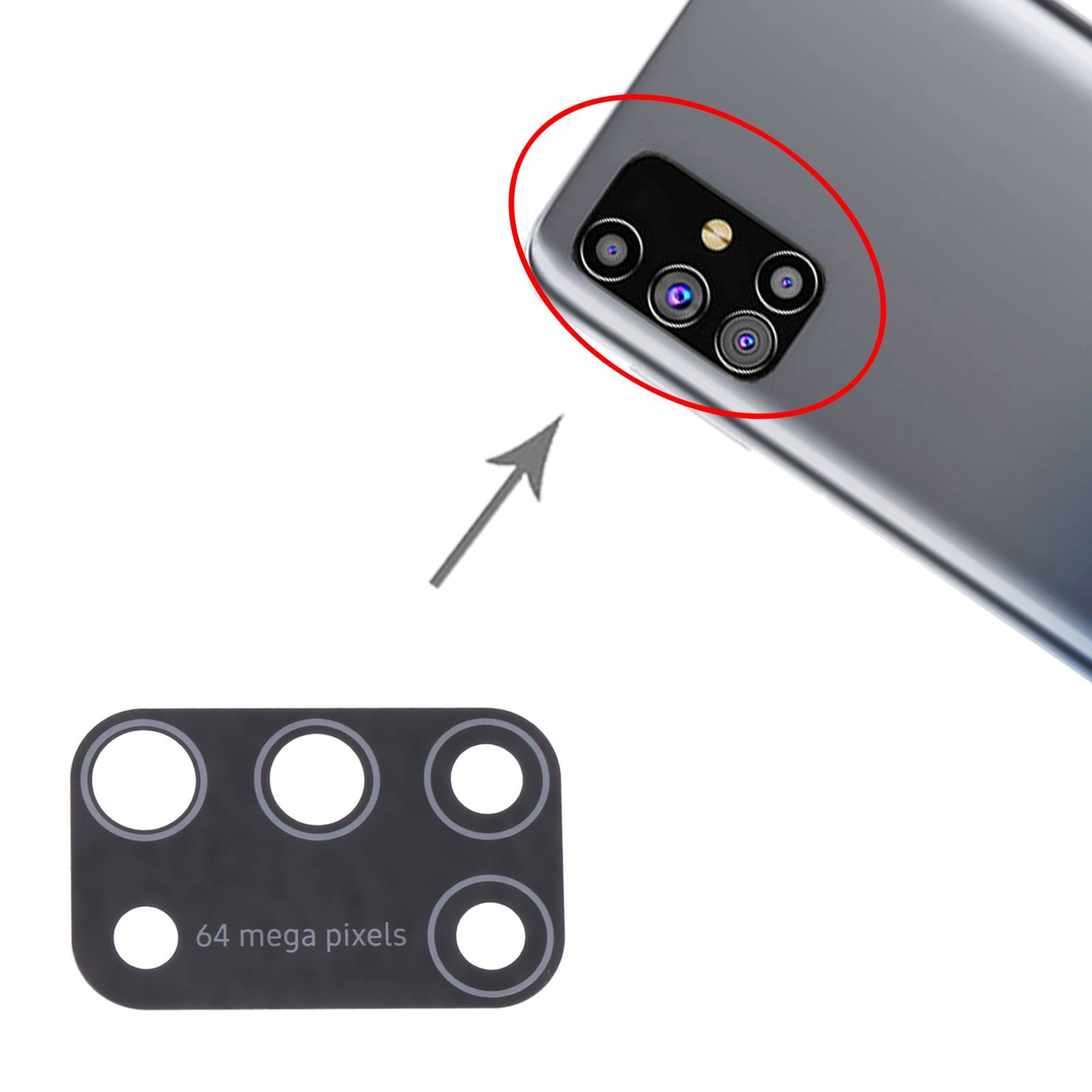 Back Kamera Linse Abdeckung Cover Schwarz für Samsung Galaxy M31s Ersatz Teil