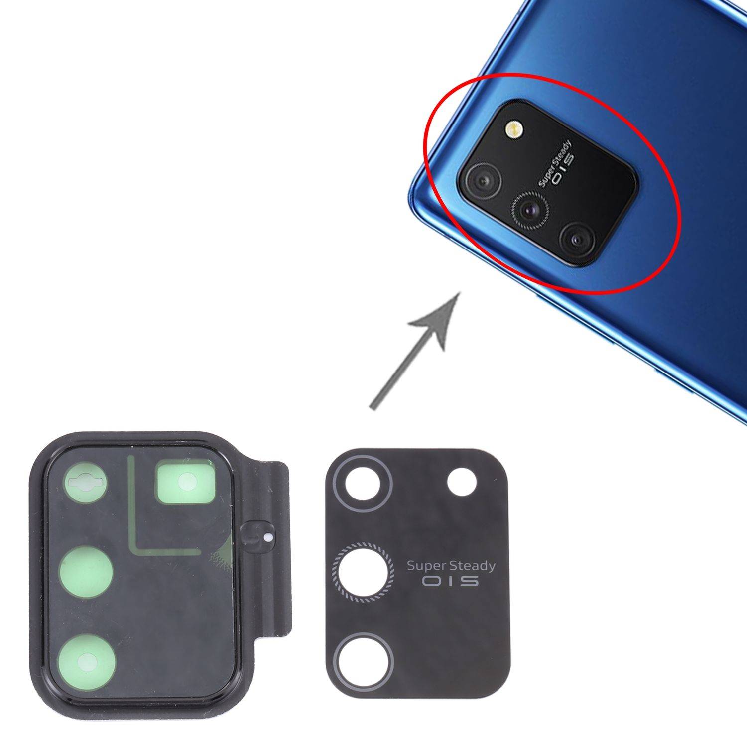 Back Kamera Linsen Abdeckung Cover Schwarz für Samsung Galaxy S10 Lite Ersatz