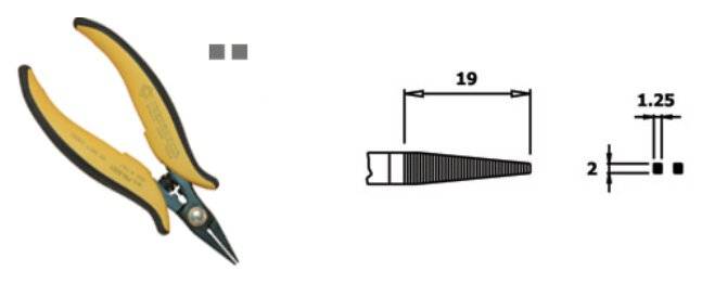 ESD-Spitzzange, kurz, gezahnt, spitz, 19 mm Backen