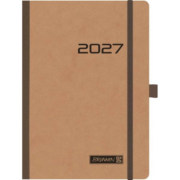 Buchkalender 796 A5 1 Woche/2 Seiten Karton braun 2027