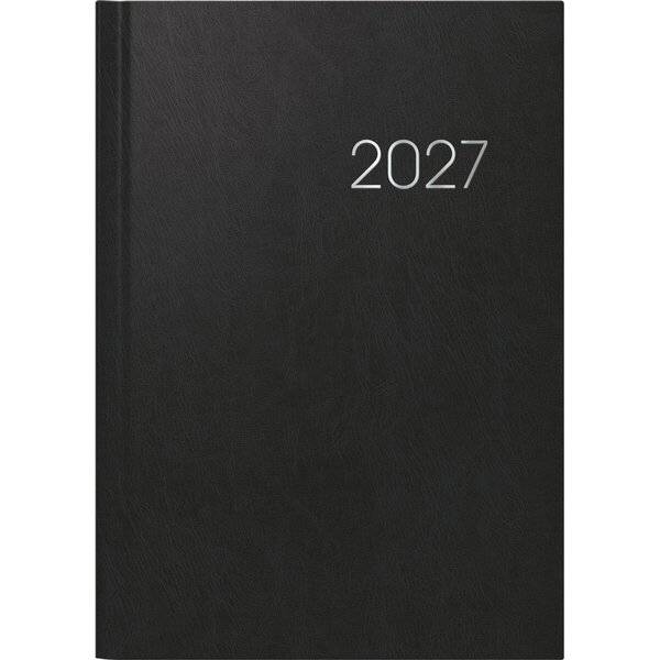 Buchkalender 796 A5 1 Woche/2 Seiten Balacron schwarz 2027