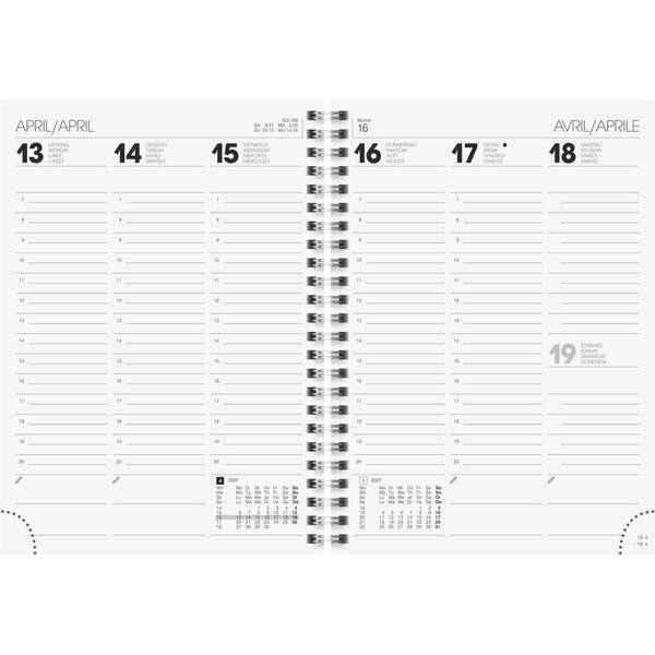 Buchkalender 796 A5 1 Woche/2 Seiten Karton-Einband blau 2027