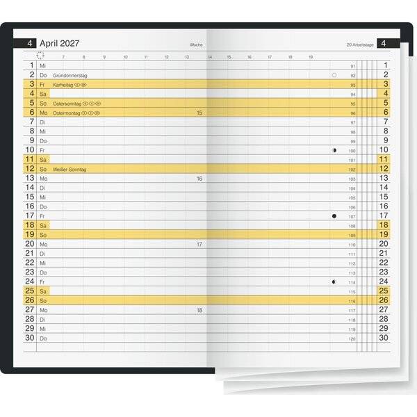 Taschenkalender Miniplaner d15 8,7x15,3cm 1 Monat/2 Seiten Kunststoff caramel 2027