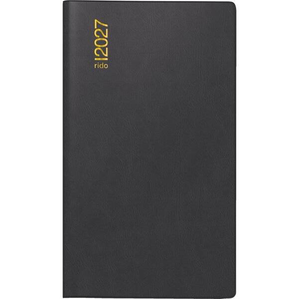 Taschenkalender Miniplaner d15 8,7x15,3cm 1 Monat/2 Seiten Kunststoff schwarz 2027