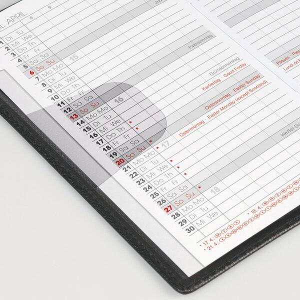 Taschenkalender 751 8,7x15,3cm 1 Monat/2 Seiten Kunststoffeinband silberfarben 2027