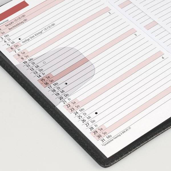Taschenkalender TM12 8,7x15,3cm 1 Monat/2 Seiten Kunststoff bordeaux 2027