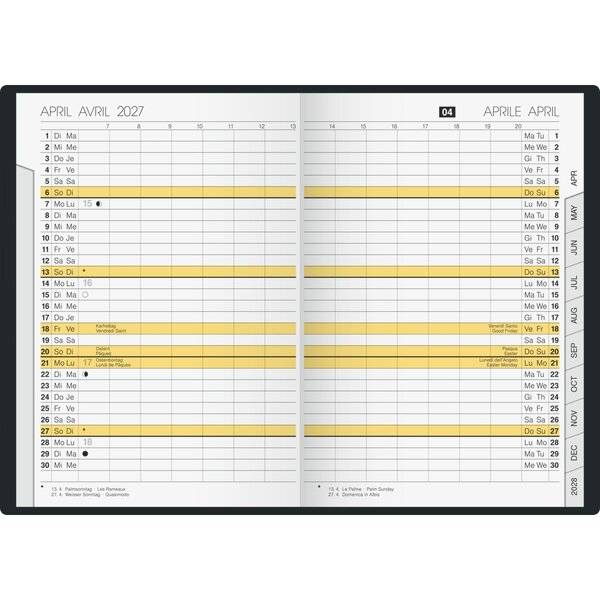 Taschenkalender uni-planer 10,4x15,3cm 1 Monat/2 Seiten Kunststoff bordeaux 2027