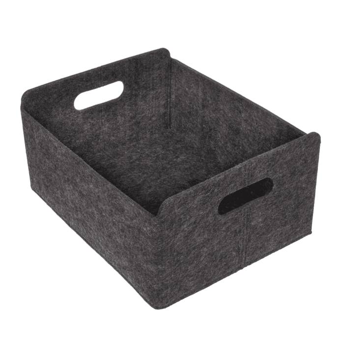 2 x Filz Aufbewahrungsbox 31 x 25 x 15 cm dunkelgrau