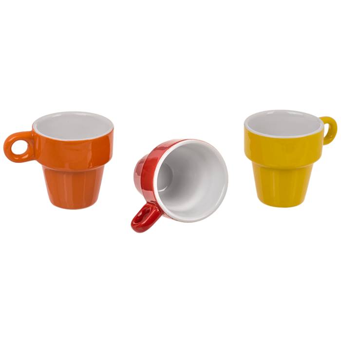 6 x Espressotasse mit Metallständer 6-farbig