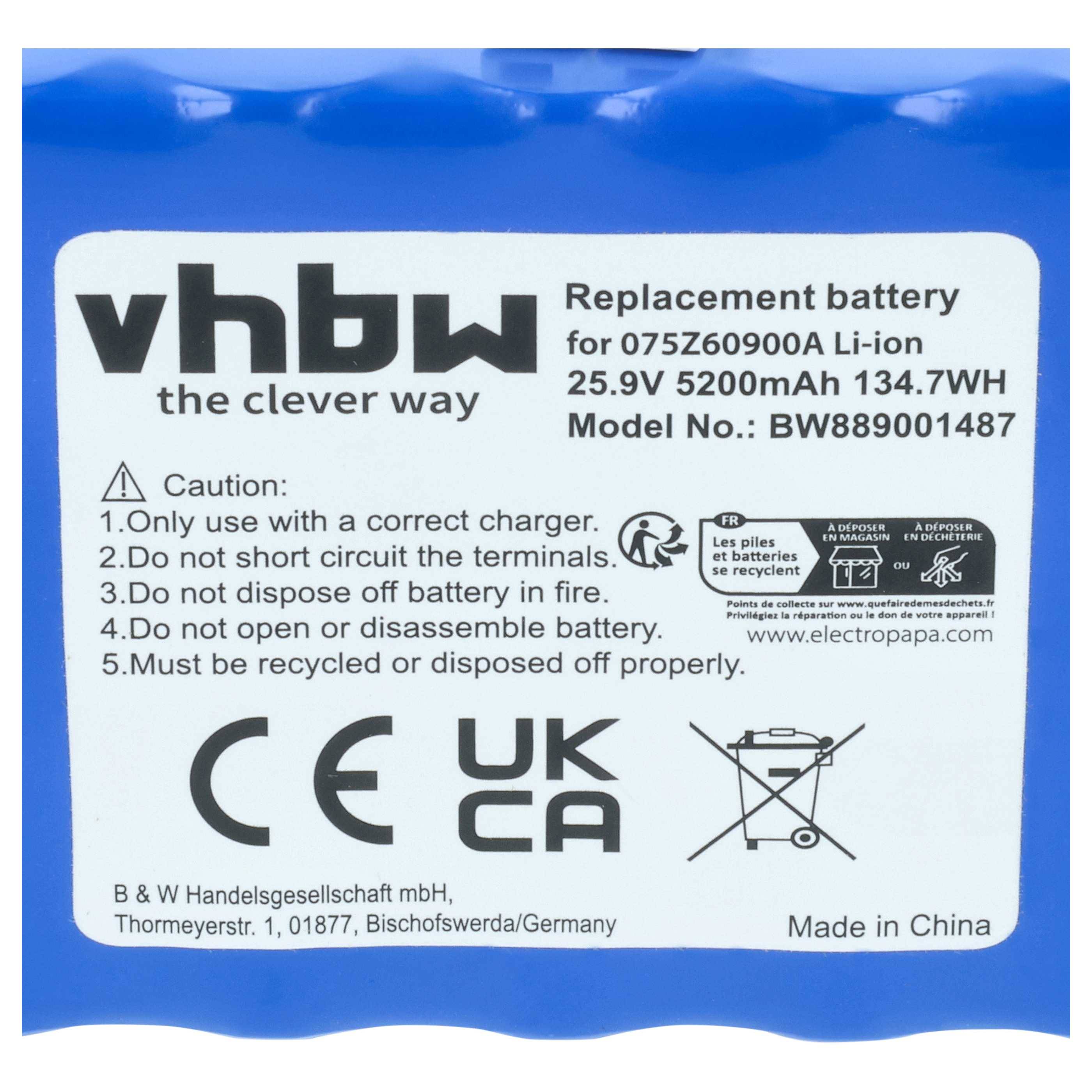vhbw Akku kompatibel mit Ambrogio L15 Rasenroboter Rasenmäher (5200mAh 25,9V Li-Ion)